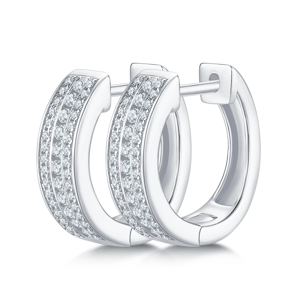 صغيرة كاملة D اللون مويسانيتي الماس S925 فضة جميلة صغيرة هوب أقراط للنساء الأذن الصغيرة العظام مجوهرات هدايا