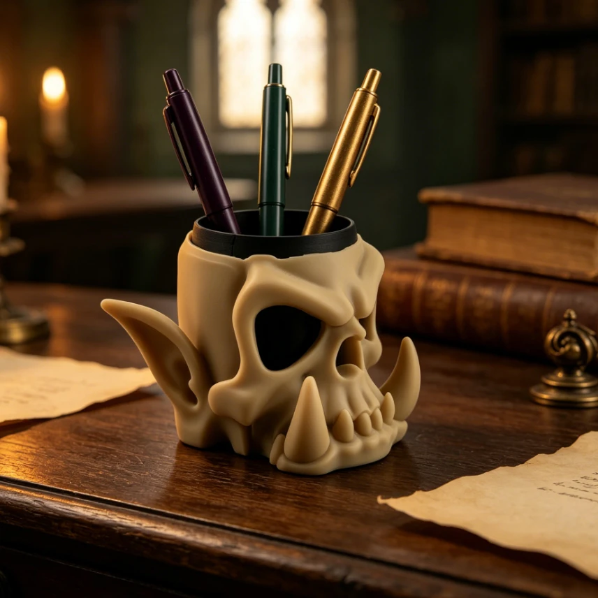 Creative Skull Pen Holder Detachable Inner Cup Monster Desk Organizer Table Decor Pencil Holder Gift for Gamers Desk Assessories