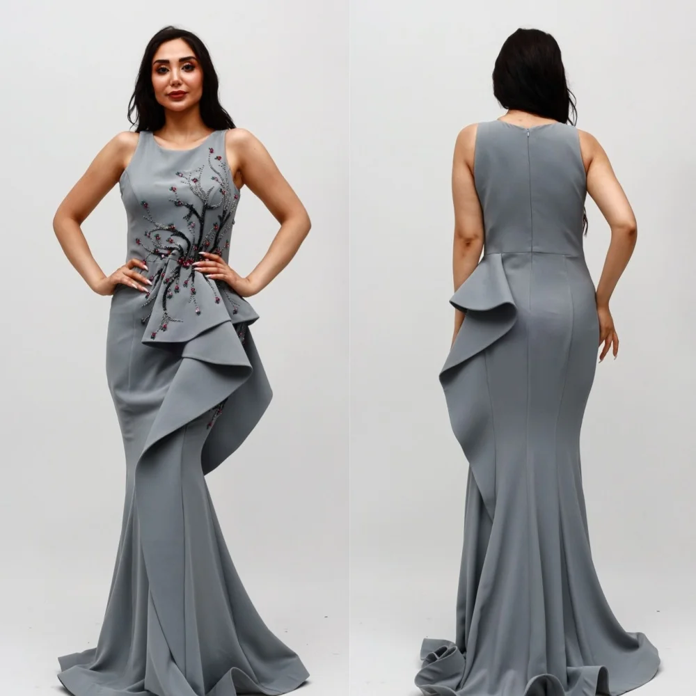 

Jiayigong Sexy Casual Jersey Applique Beading Graduation Mermaid O-Neck Bespoke Occasion Gown Long Dresses