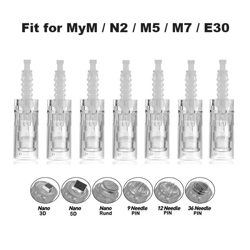 100pcs Derma Pen Needle N2/M5/M7/MYM/E30 Cartridge MYM Pen Derma Skin Care Needle Nano Tip Microneedle Cartridge Disposable