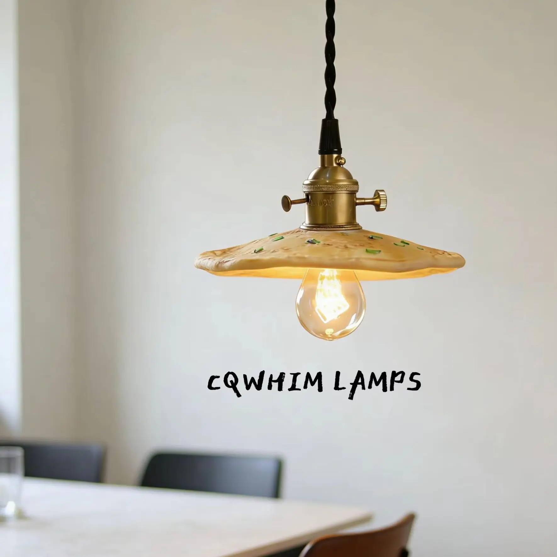 

Fun Pancake Ceramic Pendant Light Handmade Food Shaped Hanging Lamp for Kitchen Dining Decor