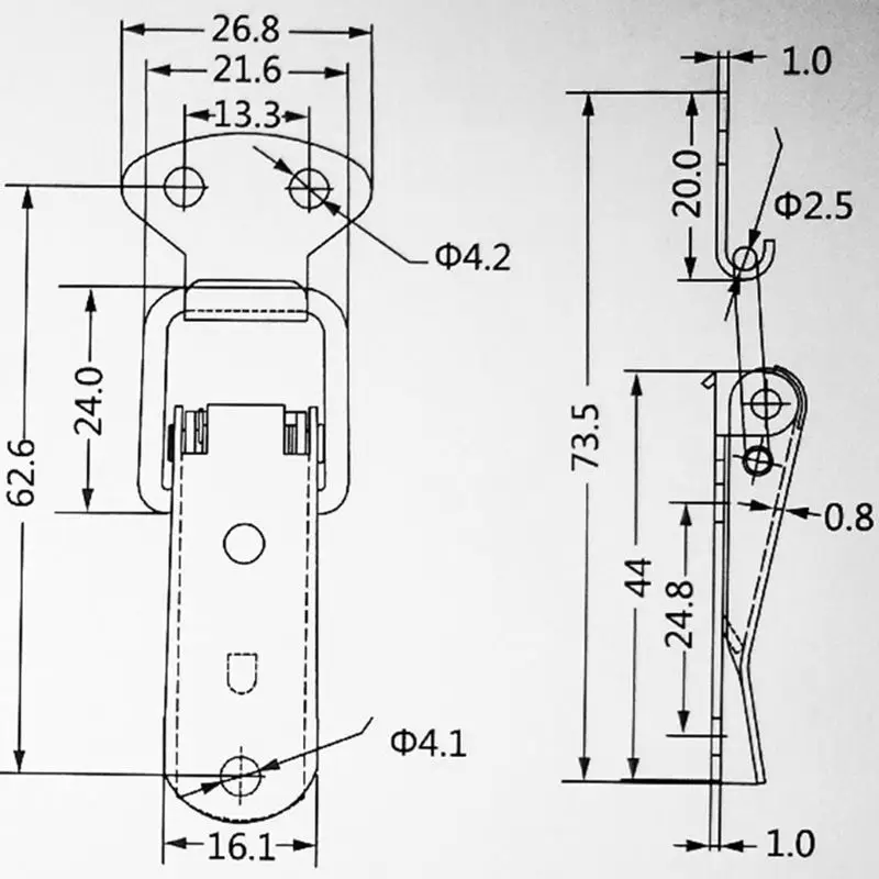 Metal Box Hasp Lock para Jóias, Loaded Toggle, Fit para caixas Hardware Fitti, 10 Pacotes