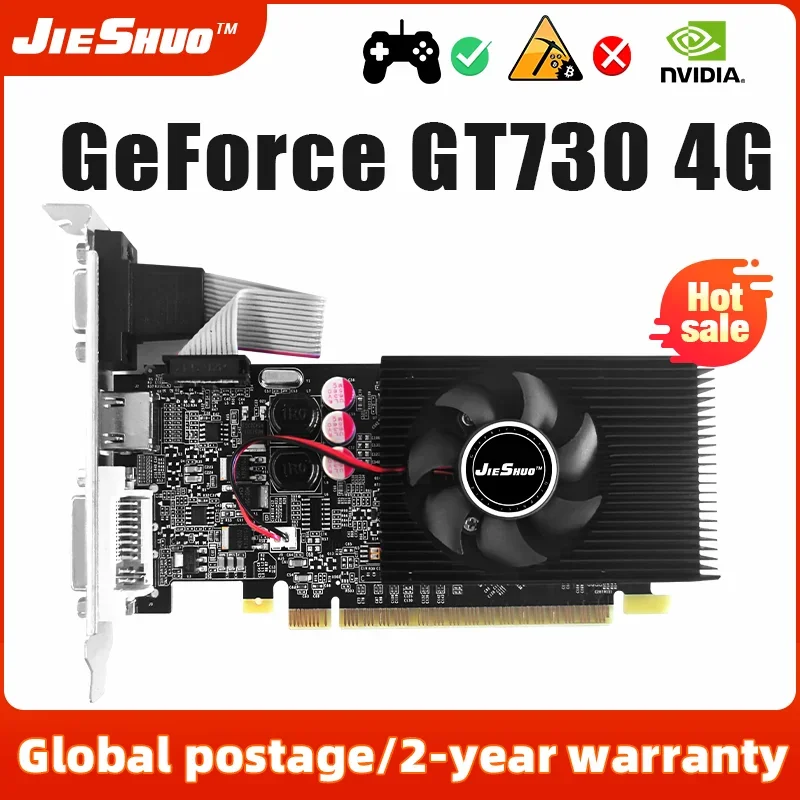 JIESHUO NVIDIA GT 730 4G Video Graphics Card HDMI GPU DDR3 128 Bit 28nm gt730 4gb Office Bestseller Display 730 gt