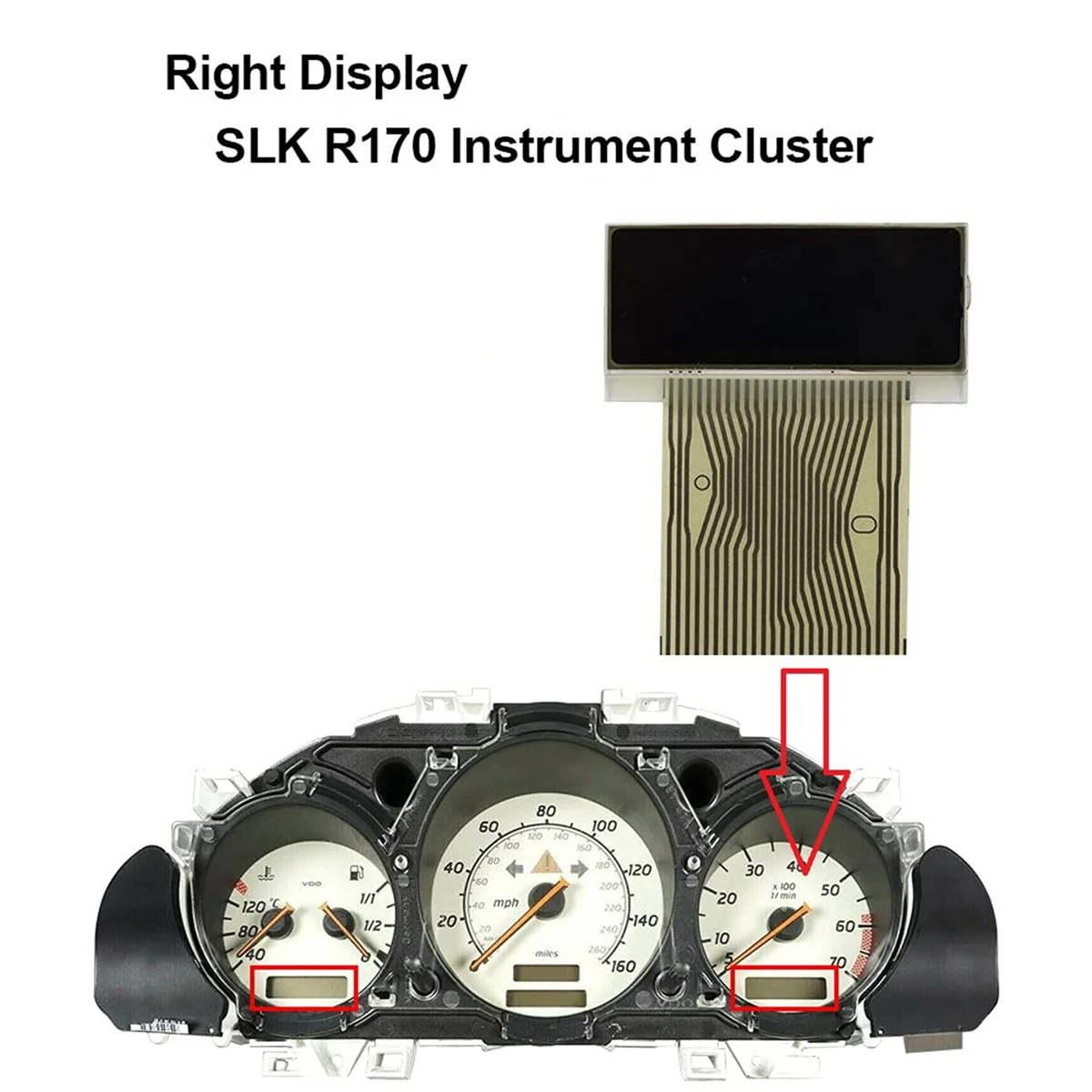 Dashboard LCD Screen Instrument Cluster Display for Mercedes Benz C Class W202 E Class W208 CLK W210 SLK 170 Right