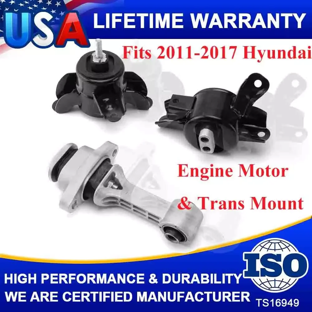 

Engine Motor & Trans Mount Set Fits 2011-2017 Hyundai Elantra 1.8L w/ AUTO 3pcs