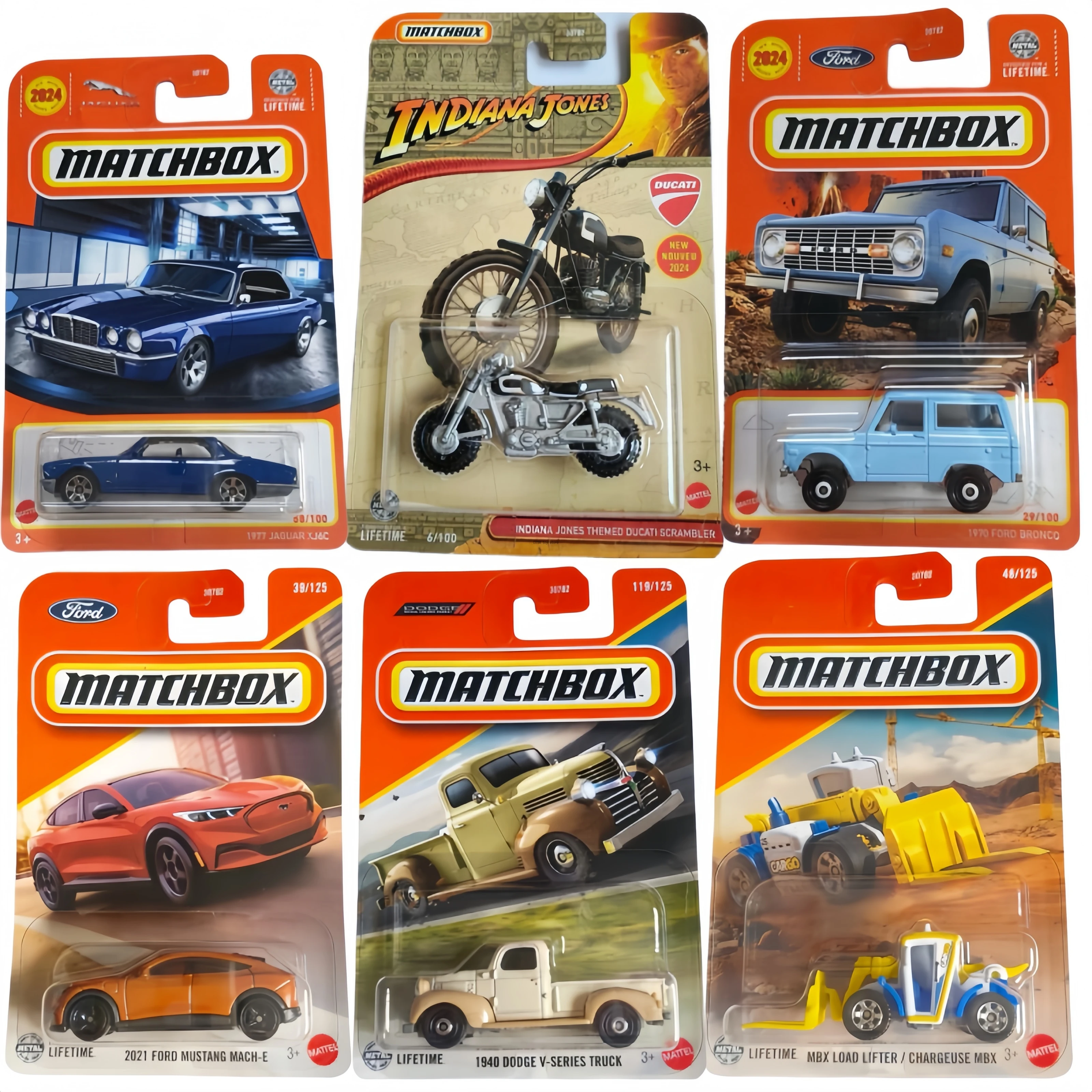 Matchbox Basic 1/64 Set de 8 Coches de Metal Fundido a Presión: Jaguar, Ducati, Ford Mustang, Dodge, Camión Vintage, Vehículo de Aleación, Juguete Coleccionable, Regalo