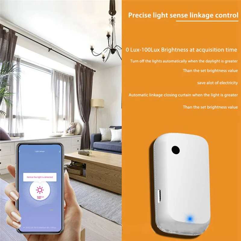 Sensor de iluminación Zigbee Sensor de iluminación inteligente para el hogar Control de enlace Sensor de brillo Automatización de iluminación-N33R