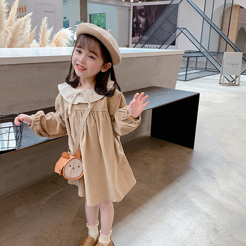 فساتين الفتيات ملابس الربيع والخريف جديد بلون دمية الرقبة فستان حلو ولطيف فستان الأميرة 2025 #3