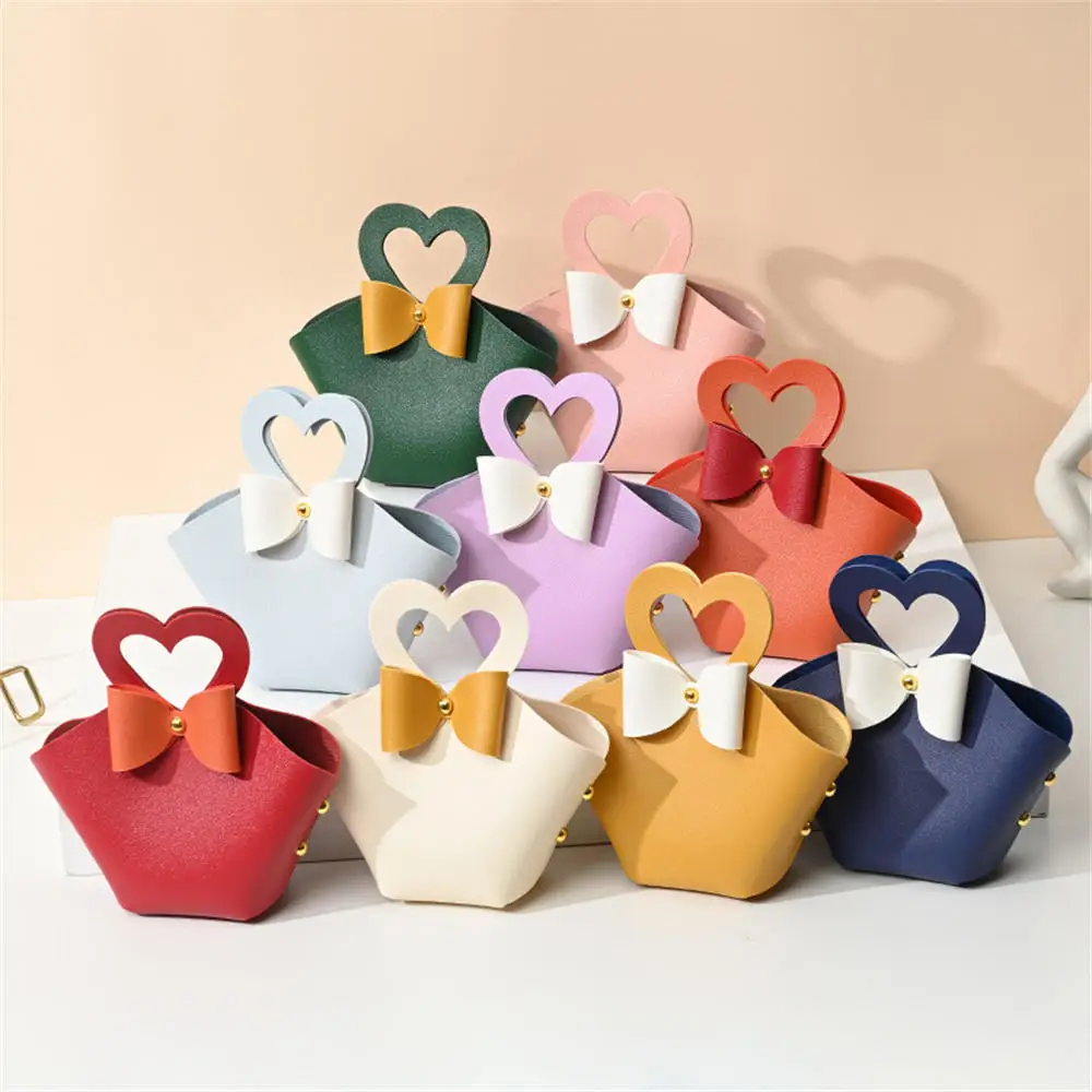 Leather Candy Bag Cute Wedding Cookie Box Handbag Creative Kid Girl Party Gift Packaging Bag Decoration Candy Box Mini Handbag