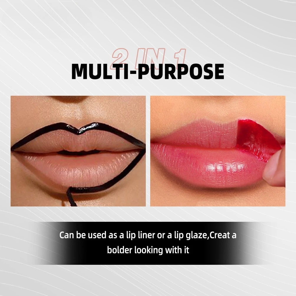 QIBEST Lip Liner Peel Off Tattoo Lipgloss Impermeabile a lunga durata Matte Lip Tint Contorno marrone Tear-off Lip Stain Cosmetici