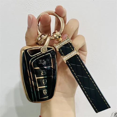 TPU 자동차 키 케이스 쉘, 현대 산타페 스포츠 Ix45, 에쿠스, 센테니얼, 제네시스 G80, 그랜저, 아제라 2013-2016 커버, 포브 키체인 