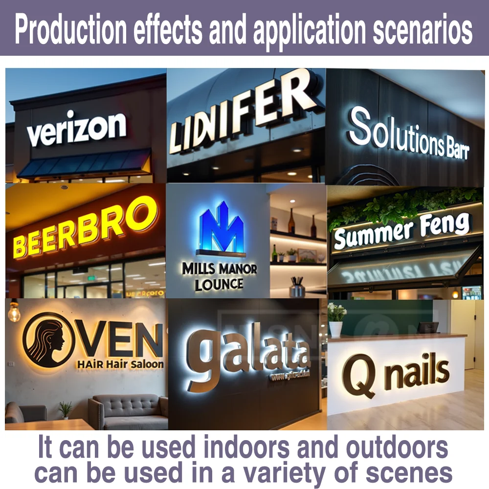 Lettere 3D Logo aziendale Segnaletica personalizzata con luce a led Segnaletica da parete aziendale Segni luminosi Poster Etichette al neon in metallo Lettera pubblicitaria