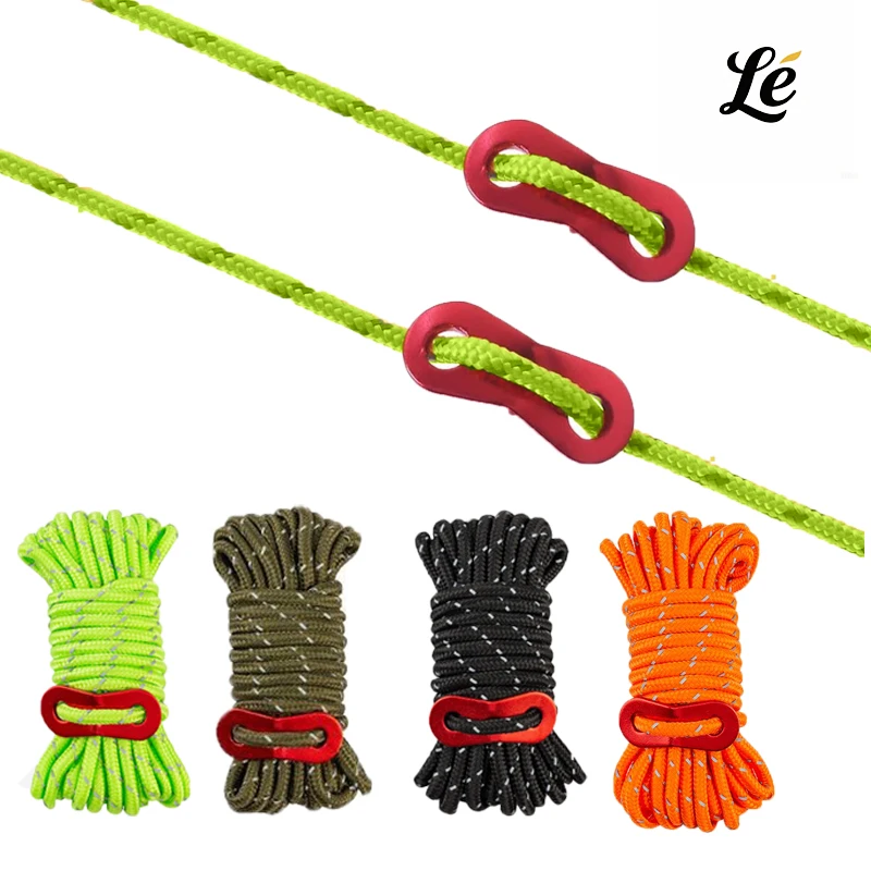 

4 PCS Reflective Tent Guyline Lightweight Cord With Adjuster Camping Tensioner For Hiking Backpacks Essential Survival Gear