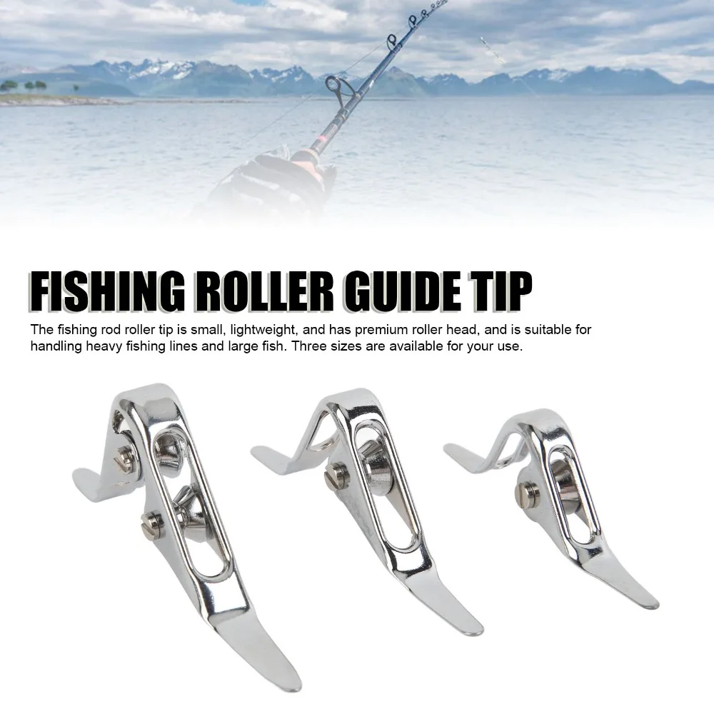 ponta-guia-de-rolo-de-pesca-de-polia-dupla-3-pecas-varios-tamanhos-liga-de-aluminio-ponta-guia-de-rolo-ponta-de-haste-de-rolo-prateada