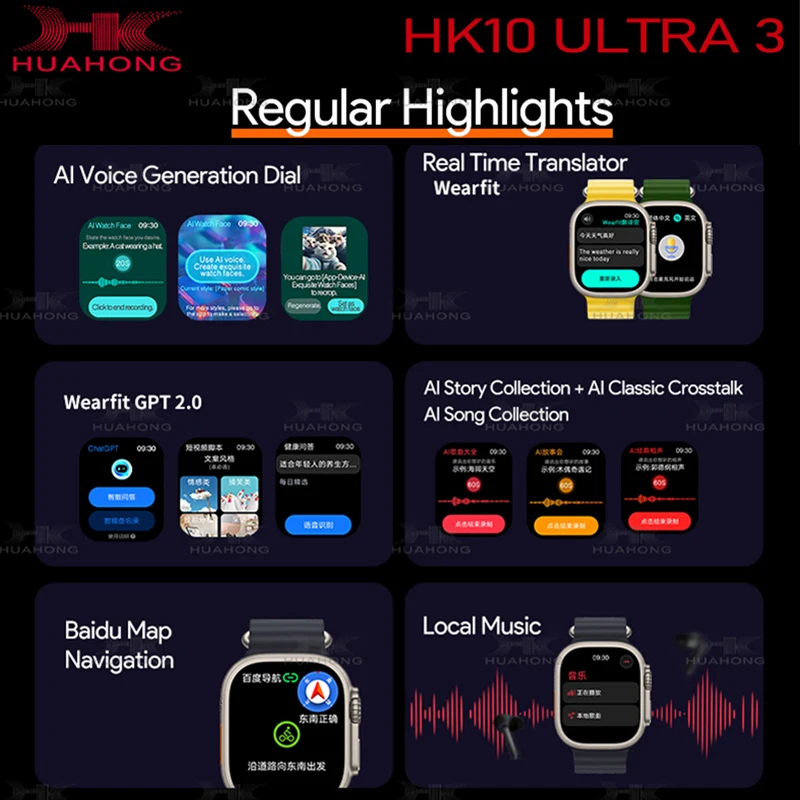 Neue Für Android IOS HK10 Ultra 3 AMOLED Smartwatch SmartWatch Männer HK9 Verbesserte ChatGPT NFC 4 GB ROM Dynamische Insel Ai uhr Gesicht