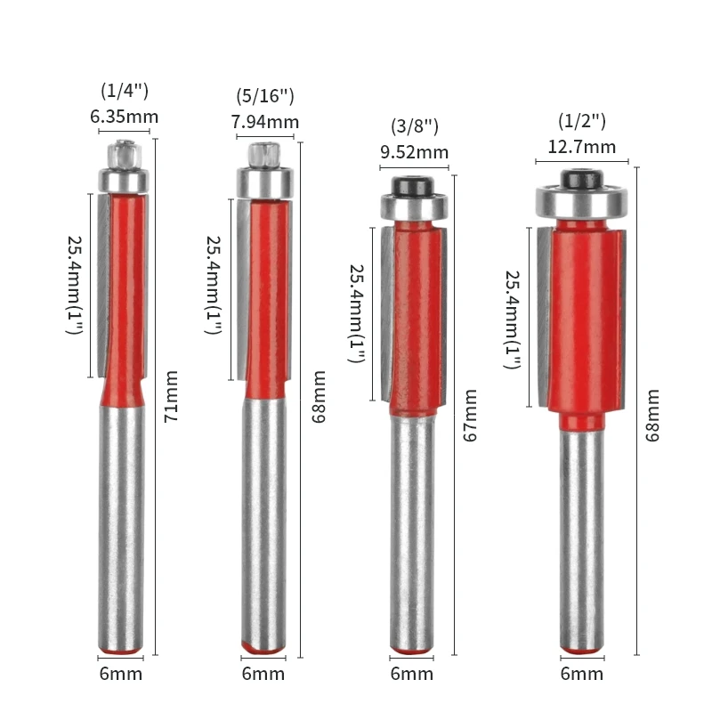 YUSUN  Flush Trim Bit Router Bit Woodworking Milling Cutter For Wood Bit Face Mill Carbide Cutter End Mill Tools