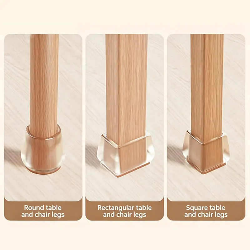 24/4PCS Square Rectangular Round Chair Leg Protectors Foot Cover Diagonal Felt Pads Silicone Furniture Table Feet Protect Floors image 3