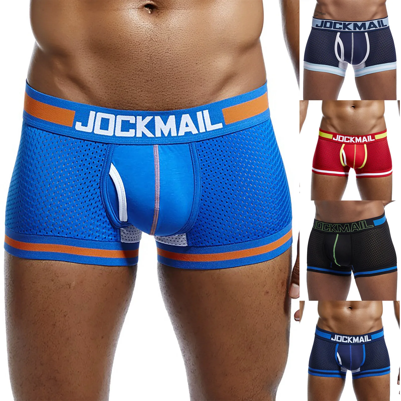 

Fashion Breathable Mesh Boxer Brief Male Underpants Sexy Bodysuit Trunks Quick Dry Sports Fitness Soft Panties