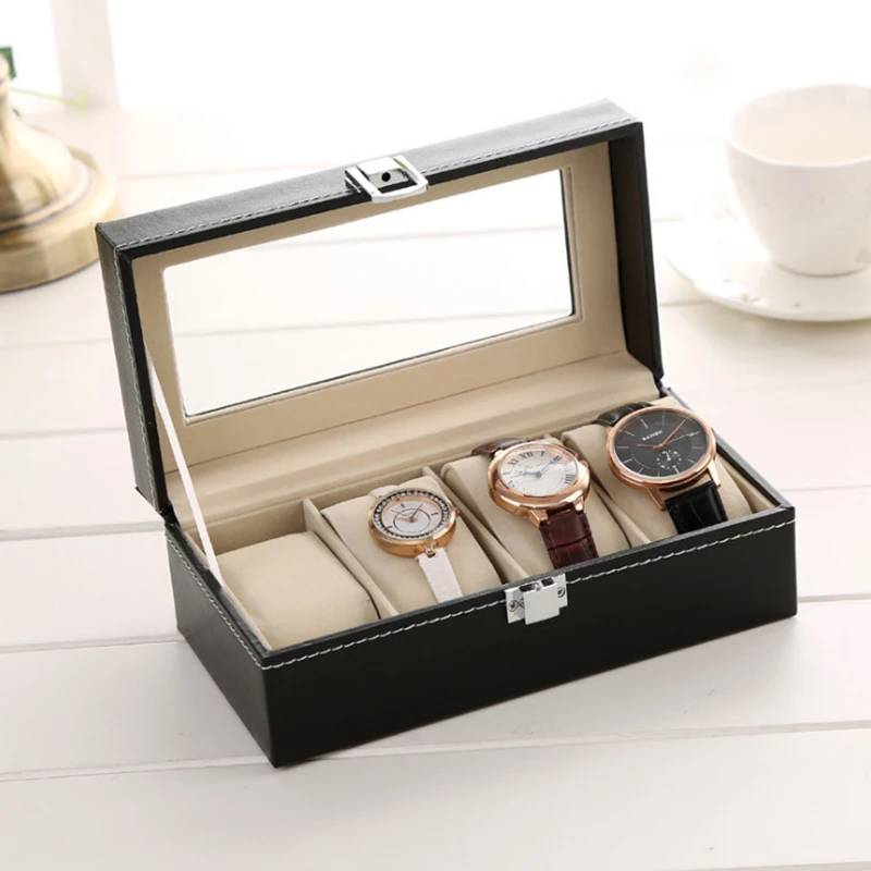 2/3/4/5/6/8/10/12/20Girds PU Leather Watch Box Display Case Holder Black Storage Box Organizer for Men & Women Best Gift Box