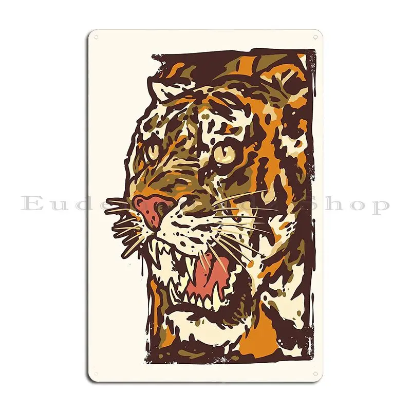 tiger illustration modern style big cat Metal Plaque Poster Party Painting Wall Mural Customize Bar Tin Sign Poster