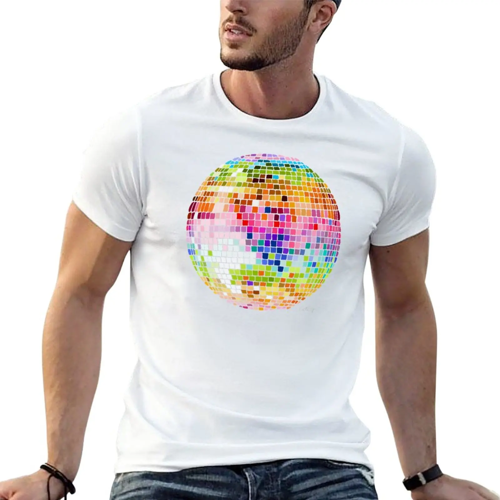 

New Disco Ball – Rainbow on Charcoal T-Shirt vintage clothes custom t shirt new edition t shirt oversized t shirts for men