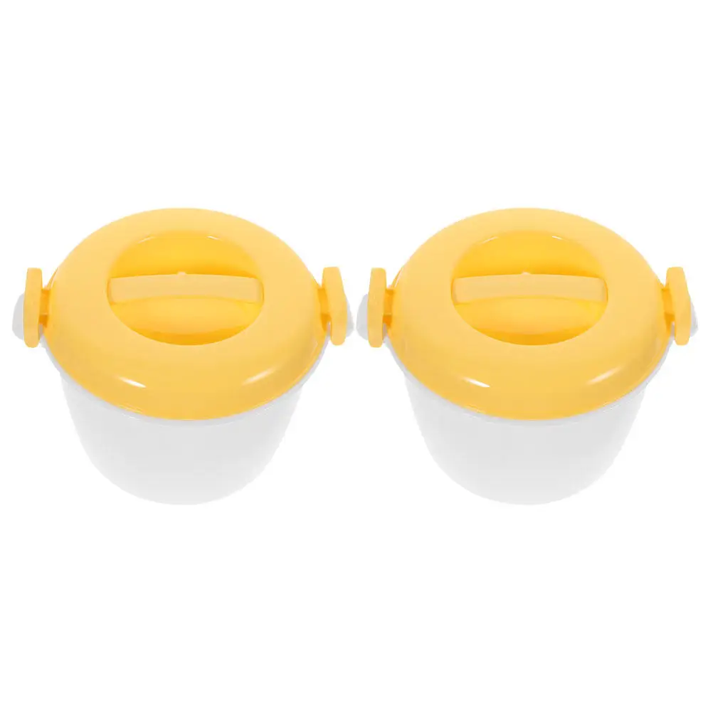 

2Pcs Portable Rice Cooker Microwave Safe Food Container Multi Functional Kitchen Tool for Office Home Travel Bento Box Style