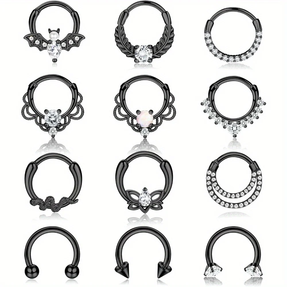 FASACCO 1pc Stainless Steel Septum Rings for Women 16G Earrings Nose Ring Hoop Cartilage Helix Tragus Clicker Piercing Jewelry