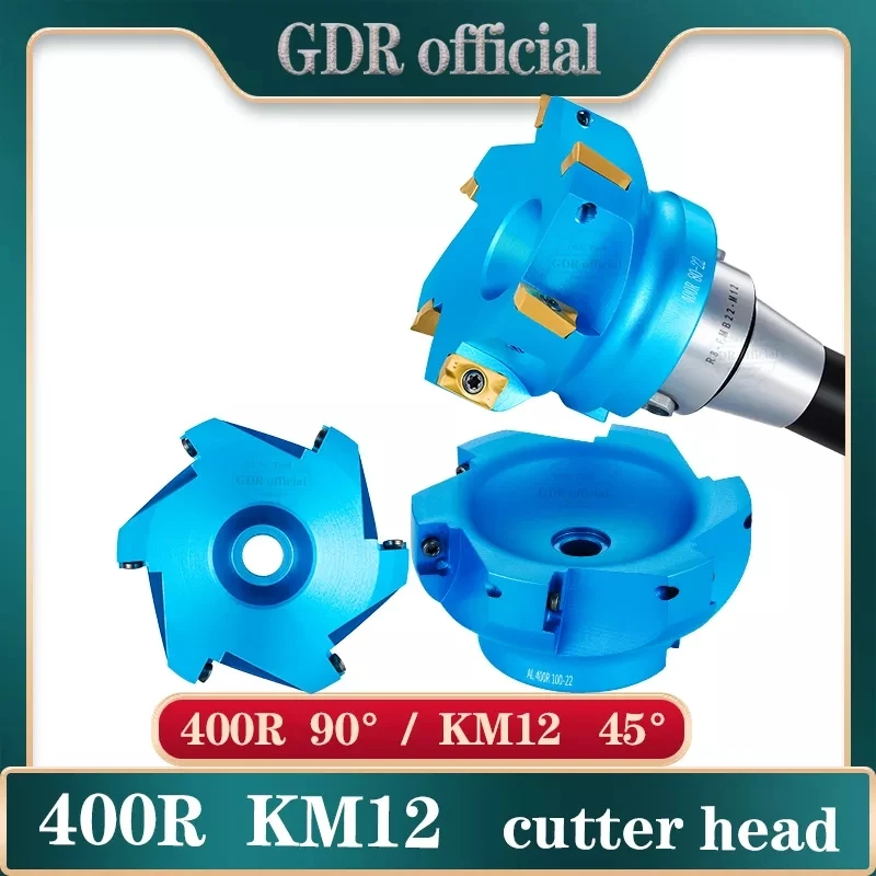 

45 angle KM12 45°face aluminum flat head end mill SEKT1204 insert BAP 400R 90°-angle cutter head for aluminum face milling cutte