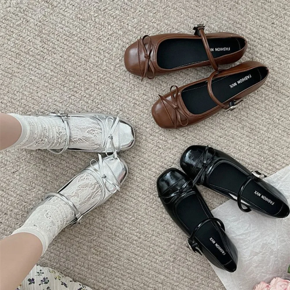 جديد Bowknot أحذية نسائية خفيفة الوزن عدم الانزلاق أحذية نسائية مريحة دمية الكاحل حزام الباليه الشقق النساء