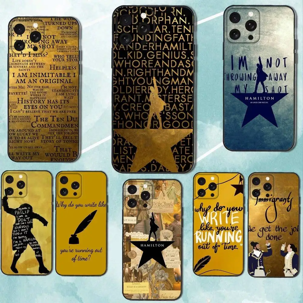 

Hamilton Musical Lyrics Phone Case For iPhone 16e,16,15,14,13,12,11,Pro,X,XS,Max,XR,Plus,Mini Soft Black Cover
