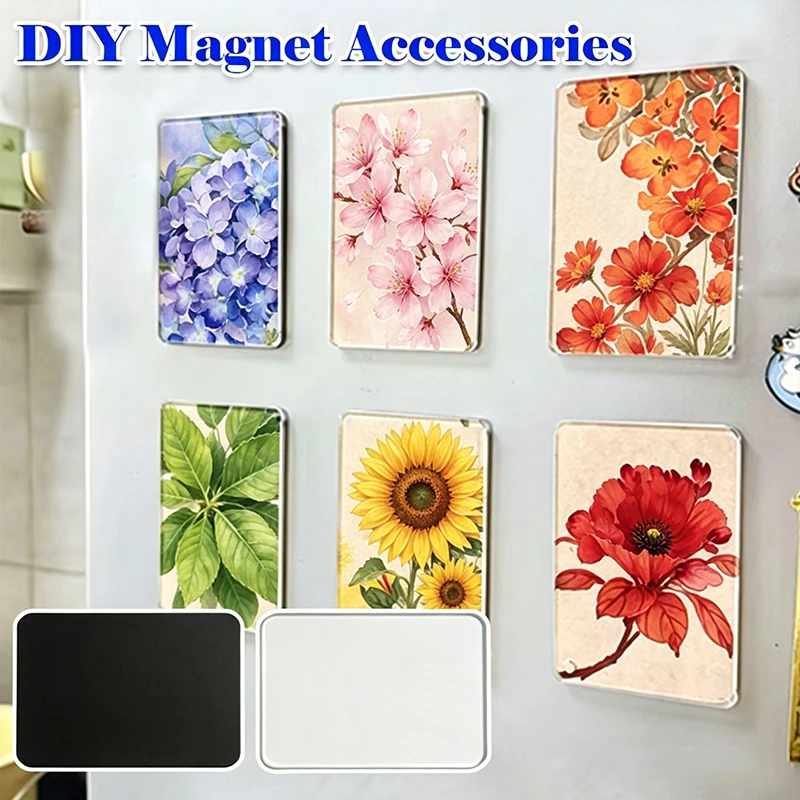 5x3cm DIY Acrylic Fridge Magnet Set, Strong Magnetic Sticker Kit for Home Decor, Custom Photo Postcard Handmade Souvenir Gift