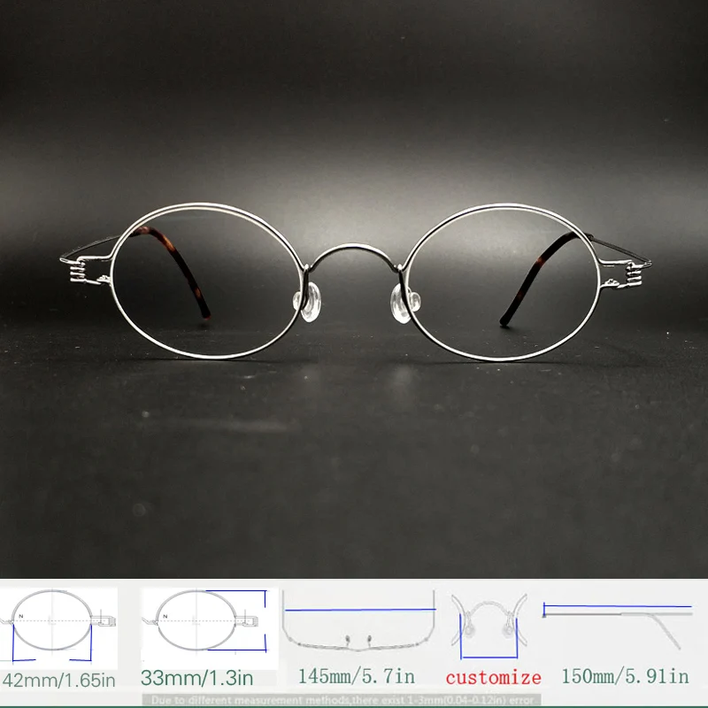 YUJO Oval Screwless Metal Eyeglasses Frame Unisex 3
