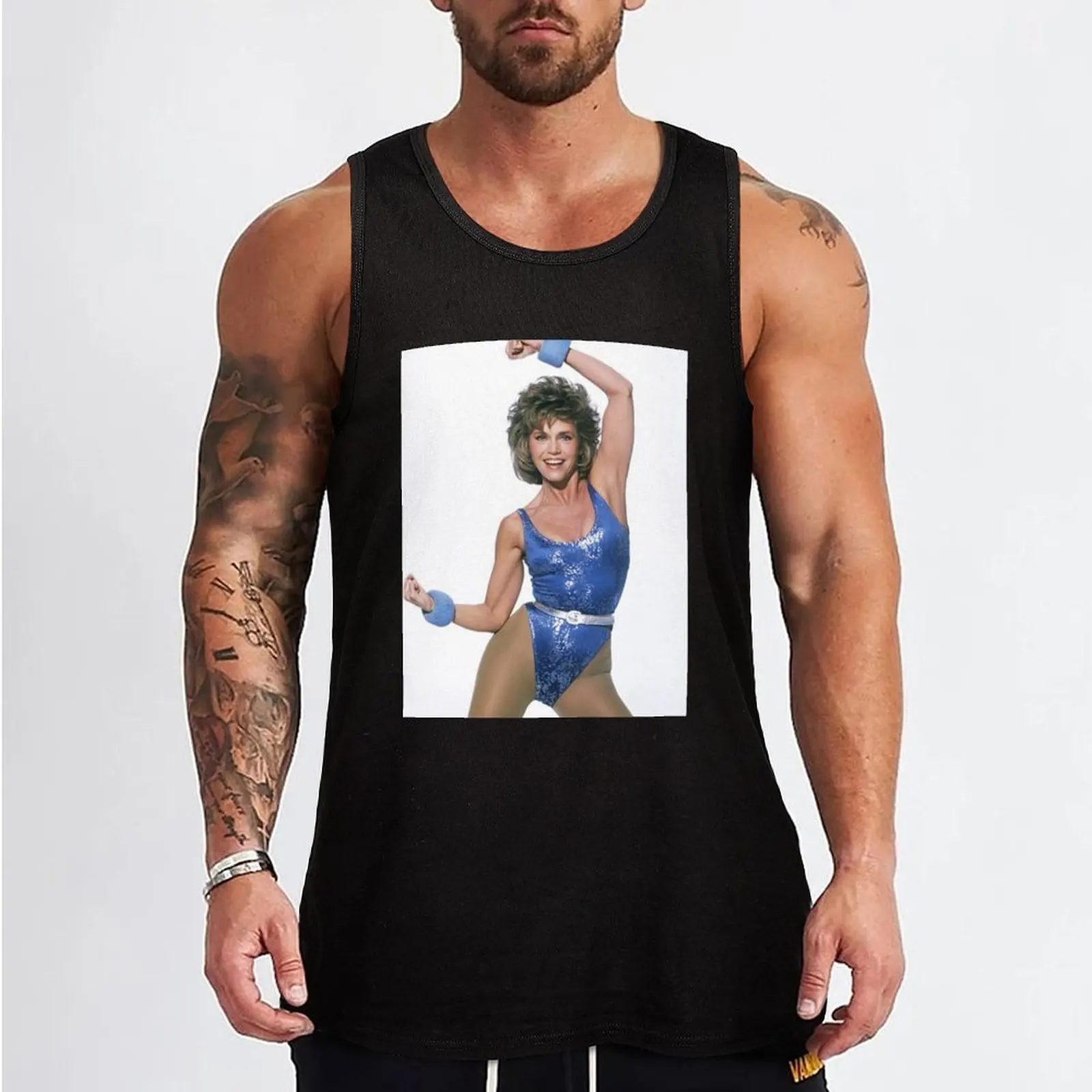 jane fonda actress Tank Top Men's clothes bodybuilding Men's sleeveless gym shirts sleeveless shirt man