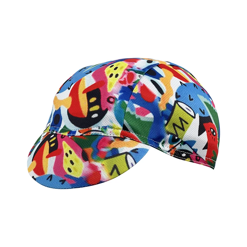 New cycling cap, polyester sweat-wicking material, neutral tie-dyed