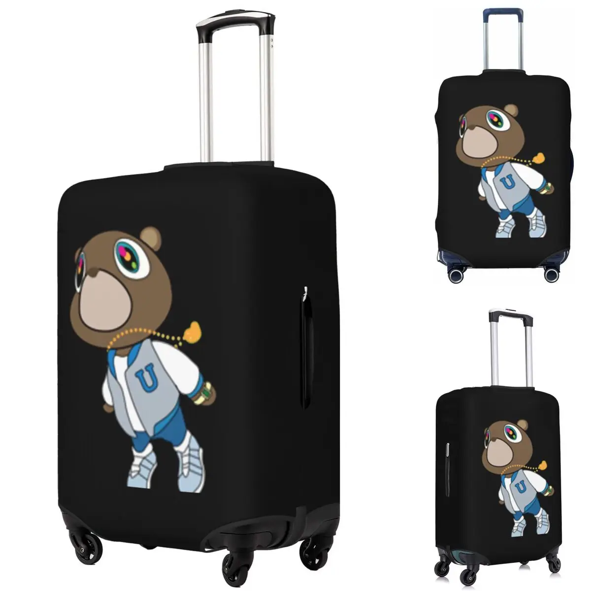 

Kanye West Dropout Bear Chicago Vintage Graduation Suitcase Cover Protection Elastic Travel Luggage Protector Covers 18-32 Inch