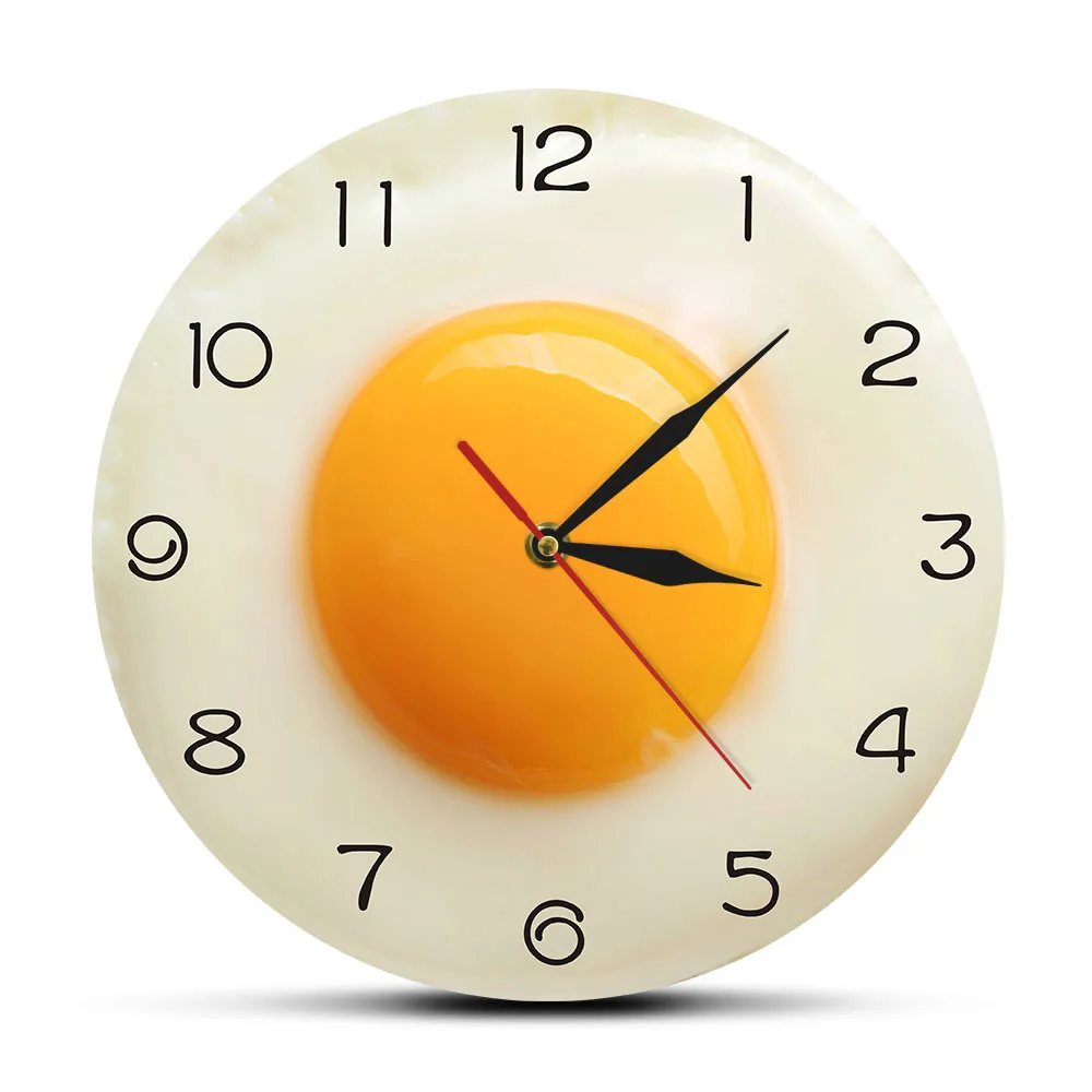 Fried Egg Poached Egg Wall Clock Egg Yolk Clock Digital Pointer Clock Canteen Restaurant Creative Acrylic Wall Clock