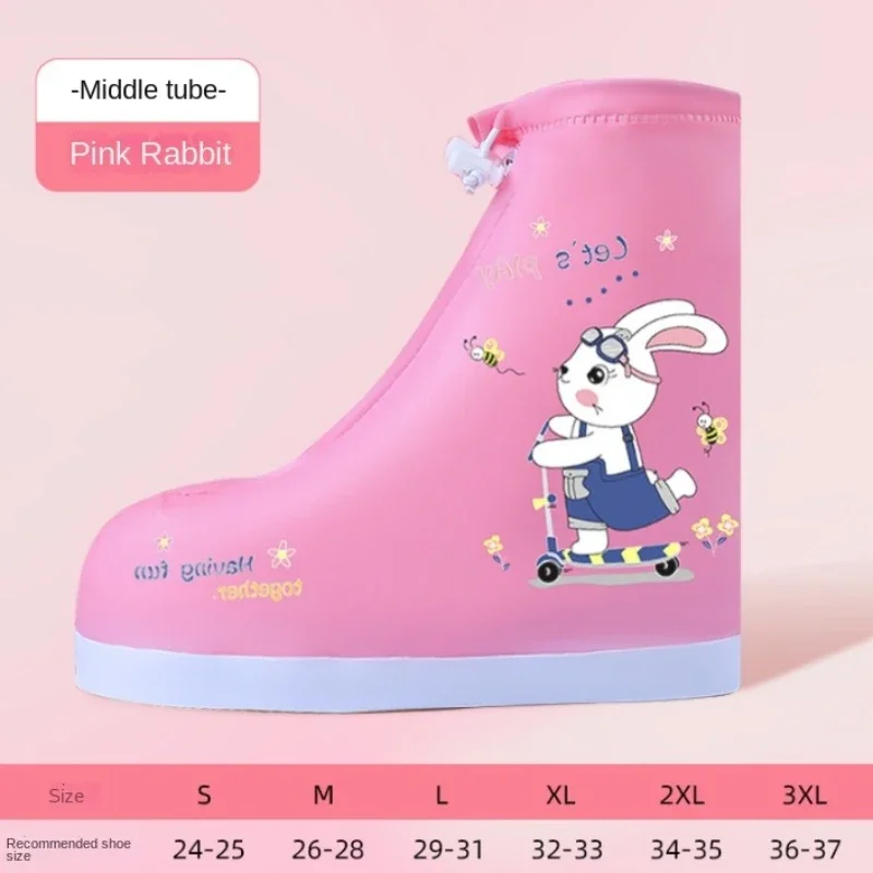 Child Student Shoe Cover Kid Rain Boot Cover Cartoon Rainproof Waterproof Non-slip Outdoor Snow Boot Cover with Thickened Soles