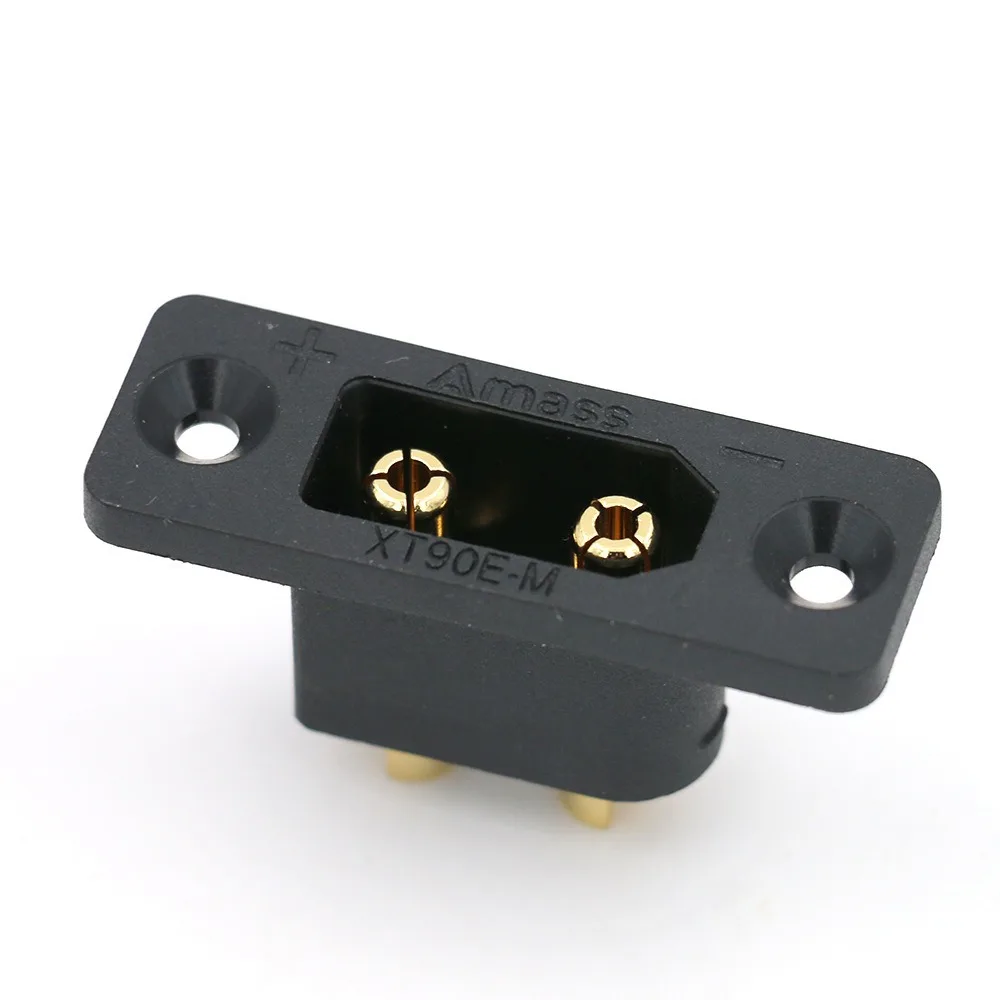 Amass XT90E Battery Connector Kits Gold-plated with Protective Cover XT90E Male Plug Black Socket Mountable Connector