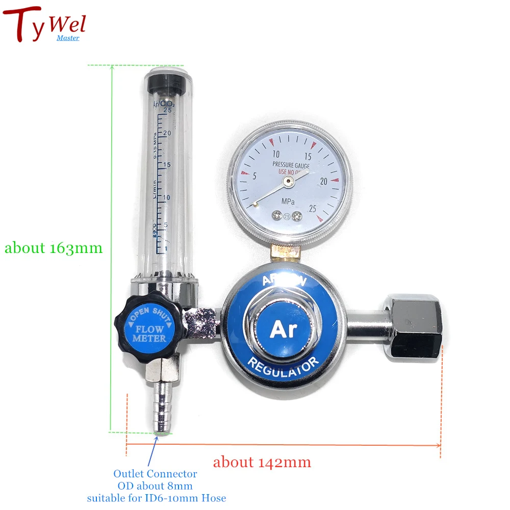 Argon Regulator 0-25 Mpa Argon CO2 Helium Nitrogen G5/8 Inlet MIG/MAG TIG Welding Gas Flowmeter Pressure Flow Regulator