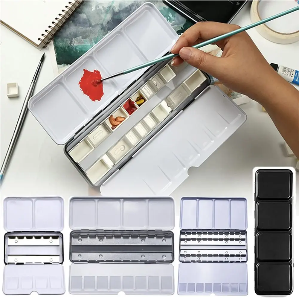 Creative Flip Cover Art Supplies Painting Tools Empty Paint Palette Pigment Box Grids Slots Watercolor Storage Case