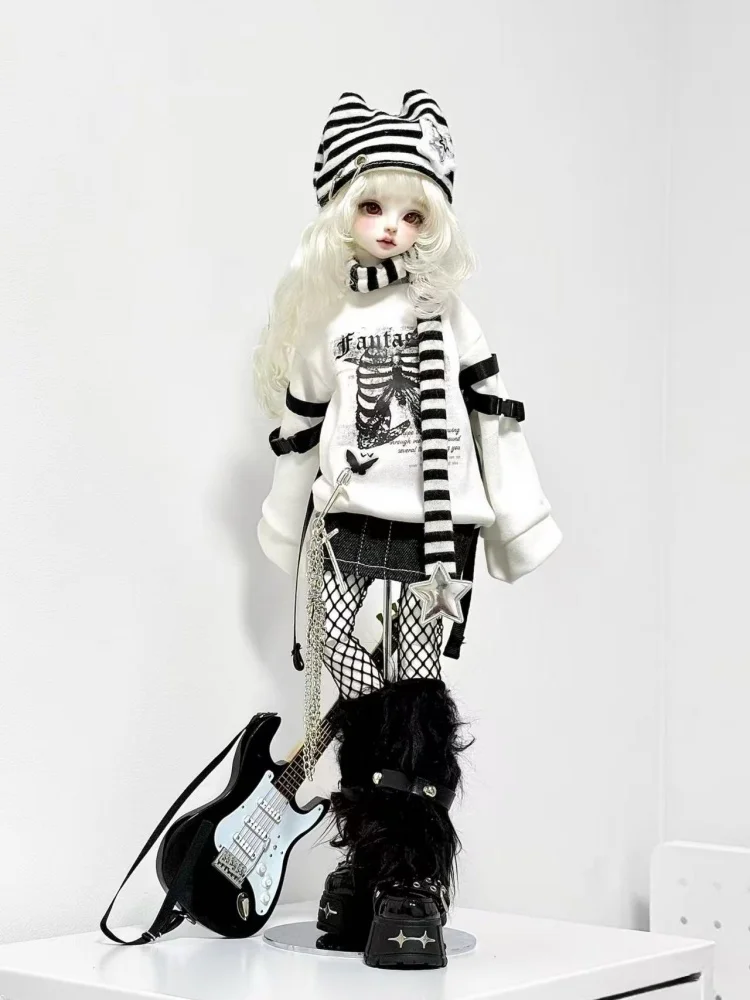 BJD 人形の服 1/4 人形用黒、白のパンツスカートセット人形服アクセサリー (人形なし)