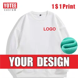 YOTEE Otoño e Invierno grueso logotipo personalizado bordado impreso suéter su foto favorita cuello redondo ropa deportiva al por mayor