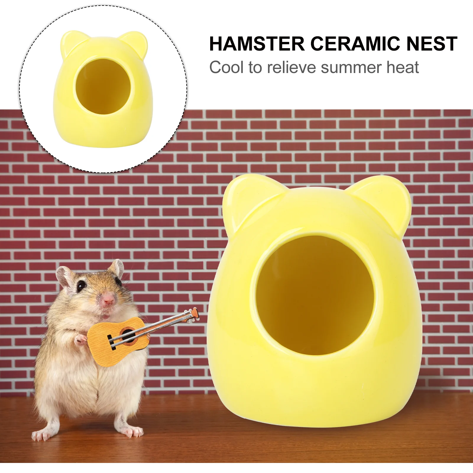 Ceramic Hamster Cartoon Small Animals Bed Houses Habitat Cage Summer Cool Hideout Nest For Chinchilla Squirrel 7.3x7.3x7.8cm