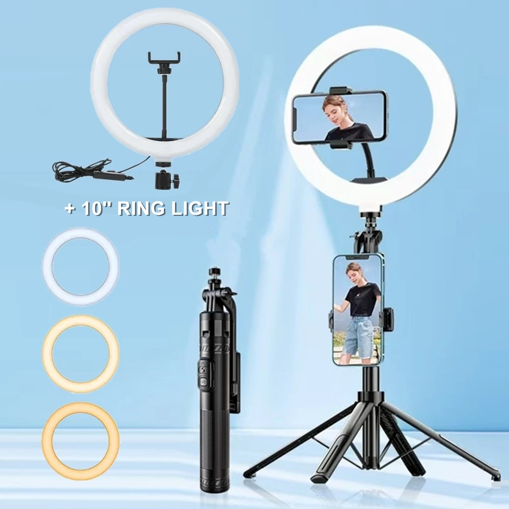 Selfie Stick Phone Holder Stand with Bluetooth Remote Extendable Tripod for Phone Mobile Action Camera Live Streaming Video Call