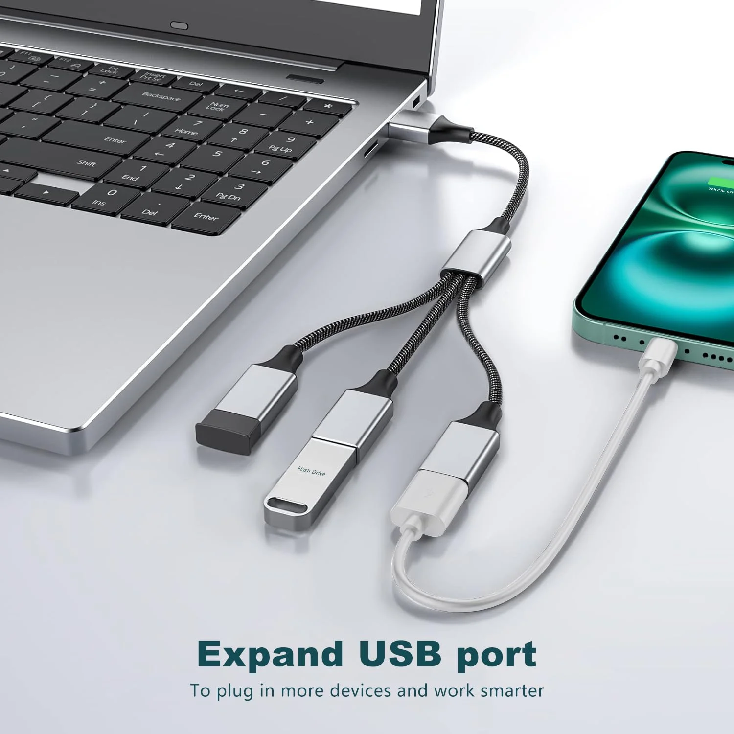 Multiple USB hubs expansion 4-port Type-C hub USB splitter Fast data transmission OTG adapter Suitable for computers