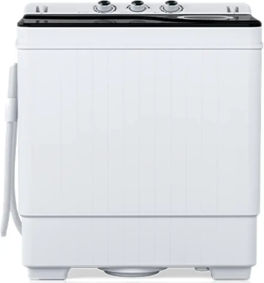 26LBS Portable Washing Machine, Mini Twin Tub Washer with Washer(18lbs) & Spiner(8lbs) & Built-in Pump Draining