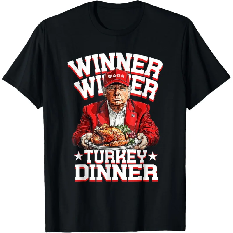 Divertente vincitore di Trump Vincitore della Turchia Cena del Ringraziamento Abbigliamento T-shirt Stile unisex sciolto