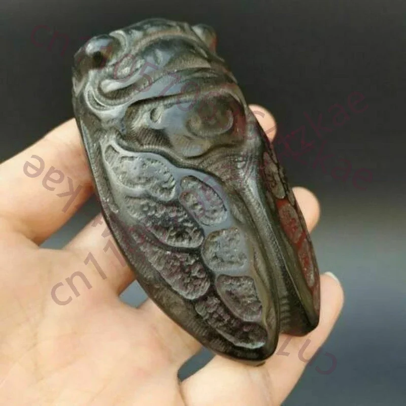 Chinese Hongshan Culture meteorite carved original cicadas monkey handicraft