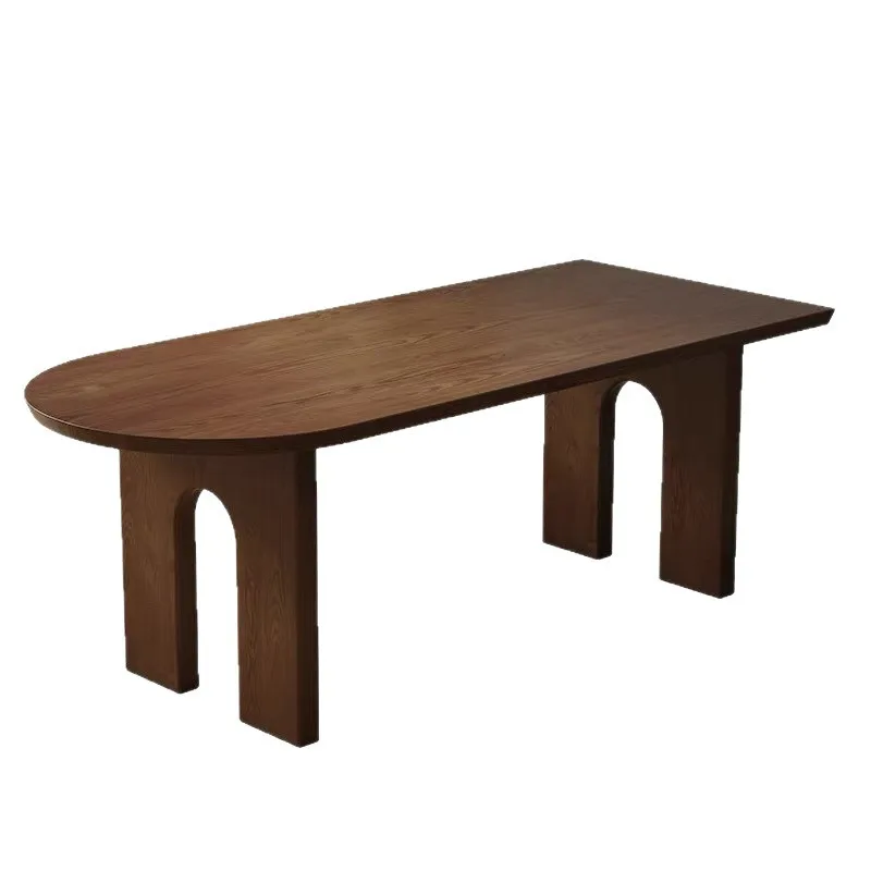 

Solid wood dining table household small apartment dining table French antique style wall semi-circular dining table