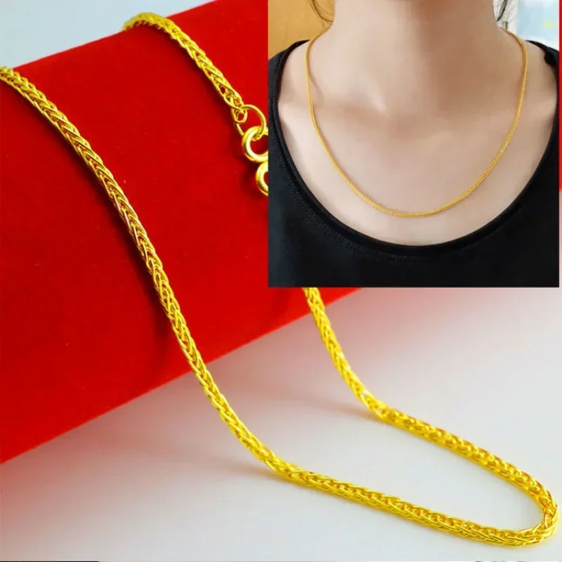 Gold Shop Same 999 24k real Gold Necklace Women's Real Gold Necklace  Pendant Gold Necklace Jewelry 5D Gold Wedding Gift